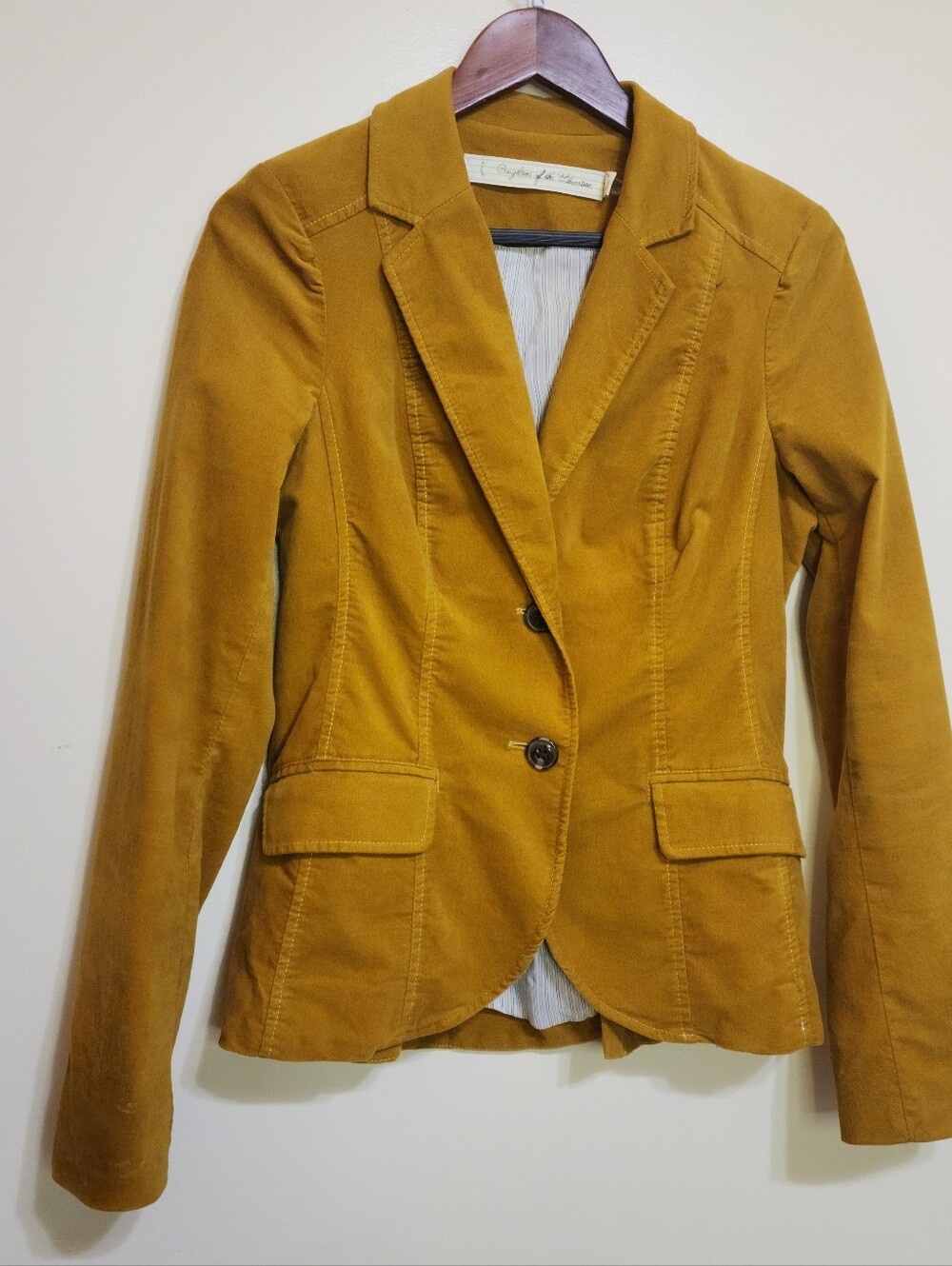 Anthropologie Blazer Mustard Velvety Blazer Daughters Of The Liberation Sz. 10